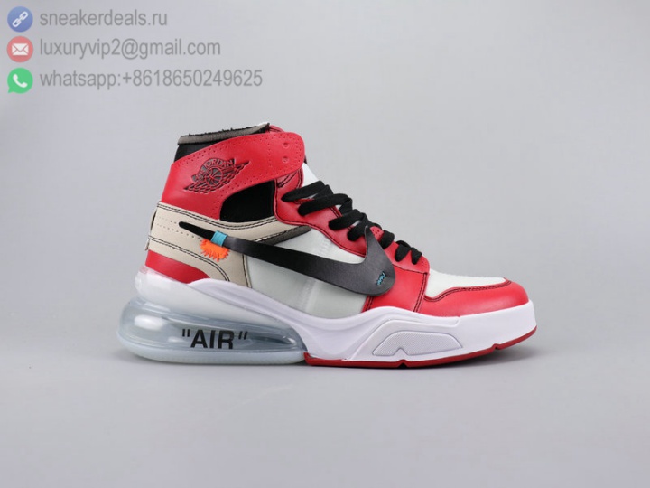 AIR JORDAN 1 X OFF-WHITE NRG RED LEATHER UNISEX BASKETBALL SHOES